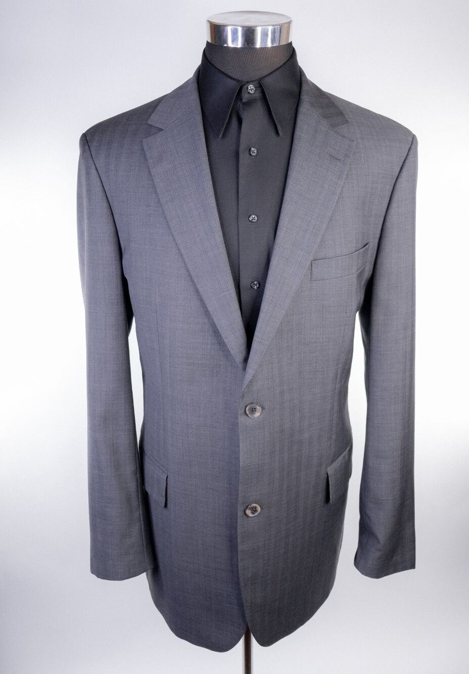 Hugo Boss 2-Pcs Gray Suit Super 100 Wool Jacket Blazer Sz 46L Pants 42X33 - Picture 2 of 16